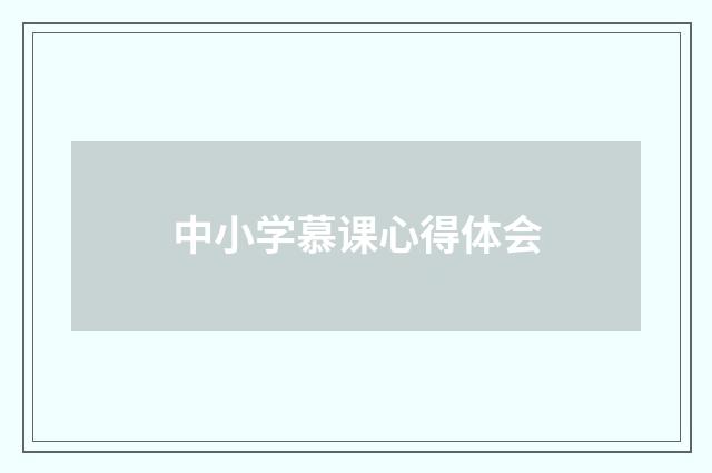 中小学慕课心得体会