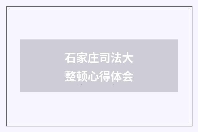 石家庄司法大整顿心得体会