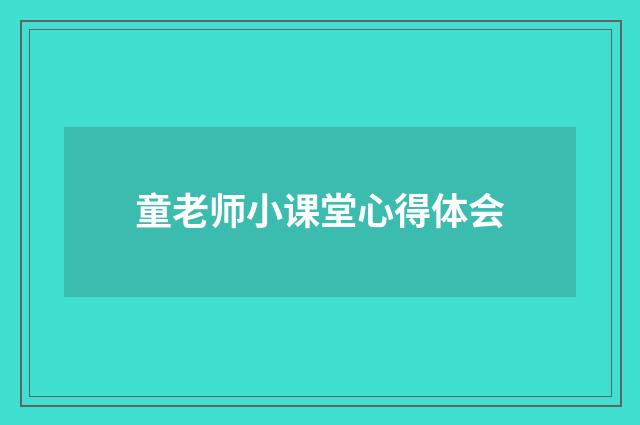 童老师小课堂心得体会