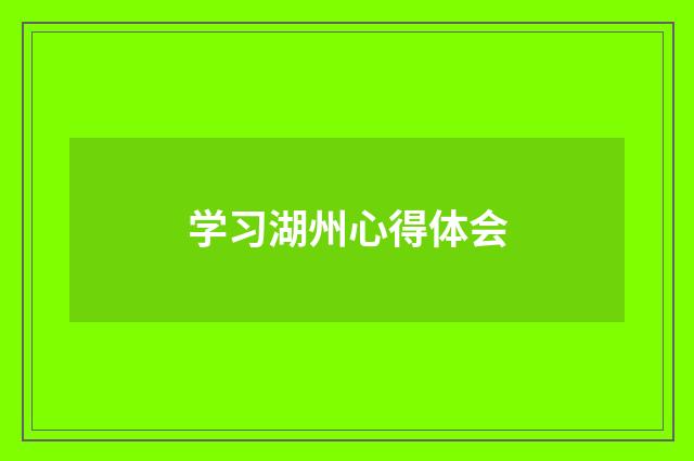 学习湖州心得体会