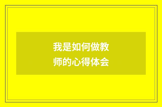 我是如何做教师的心得体会