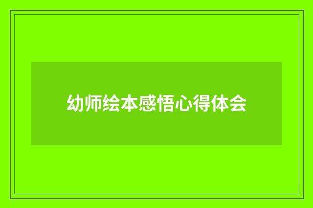 幼师绘本感悟心得体会
