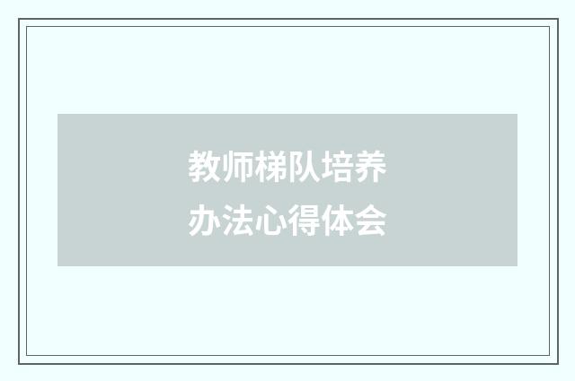 教师梯队培养办法心得体会
