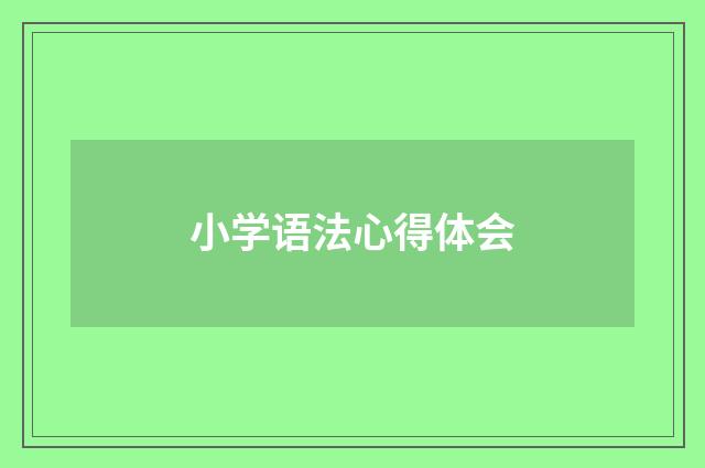 小学语法心得体会