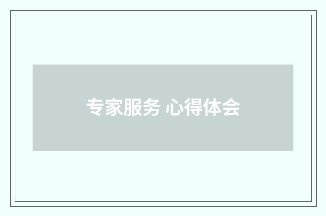 专家服务 心得体会