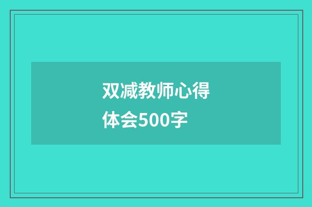 双减教师心得体会500字