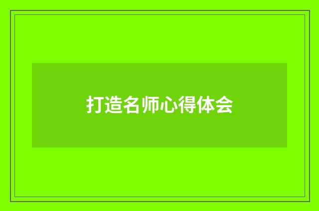 打造名师心得体会