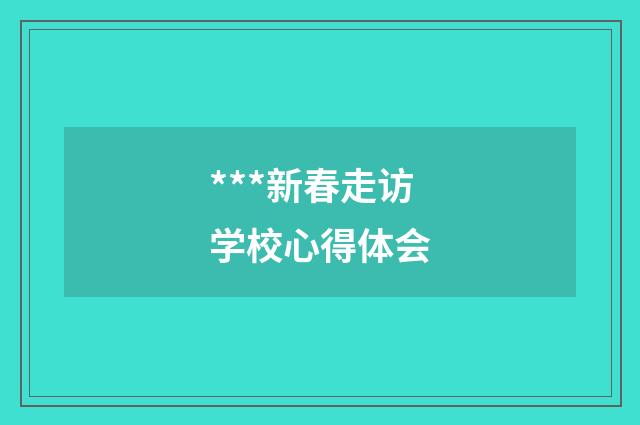 ***新春走访学校心得体会