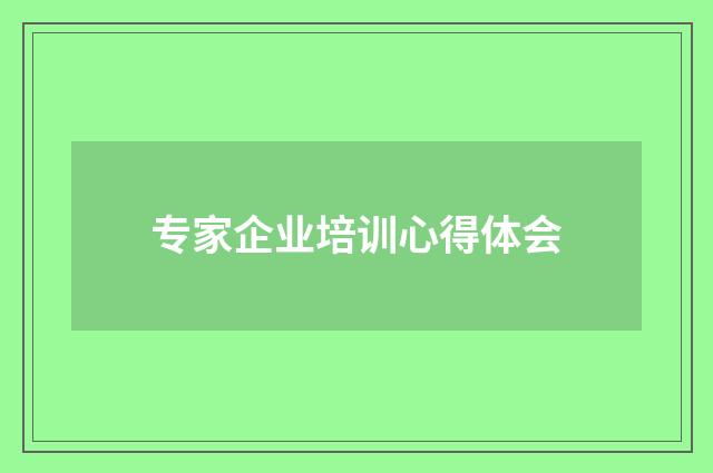 专家企业培训心得体会