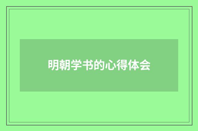 明朝学书的心得体会