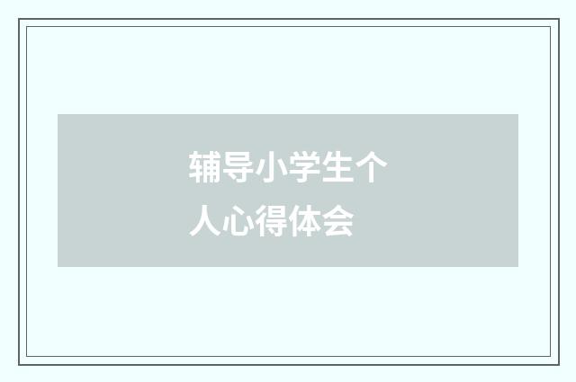 辅导小学生个人心得体会