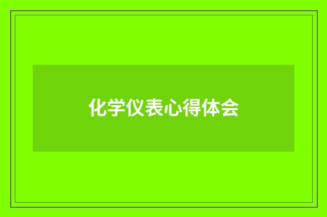 化学仪表心得体会