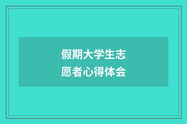 假期大学生志愿者心得体会