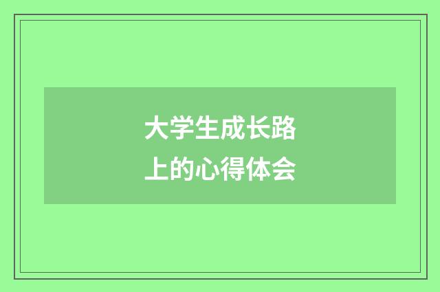 大学生成长路上的心得体会