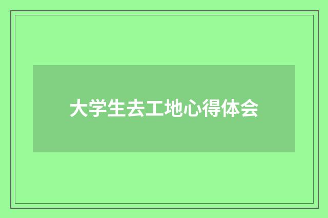大学生去工地心得体会