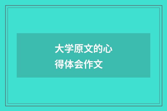 大学原文的心得体会作文