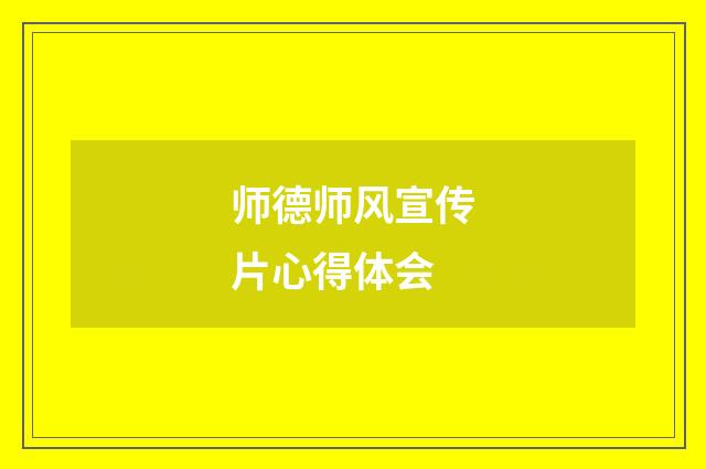 师德师风宣传片心得体会