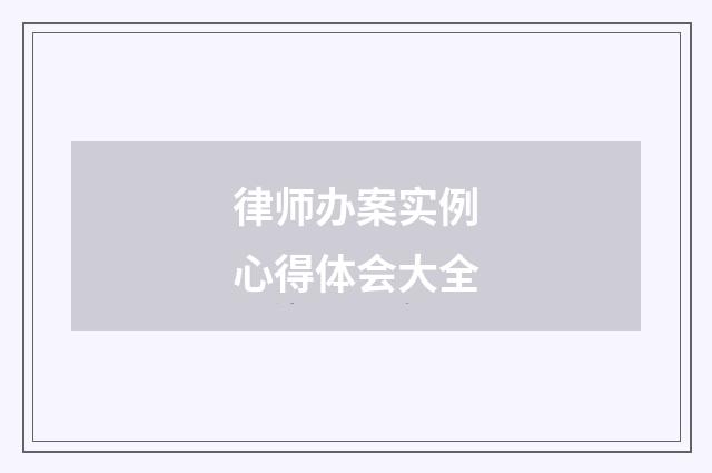 律师办案实例心得体会大全