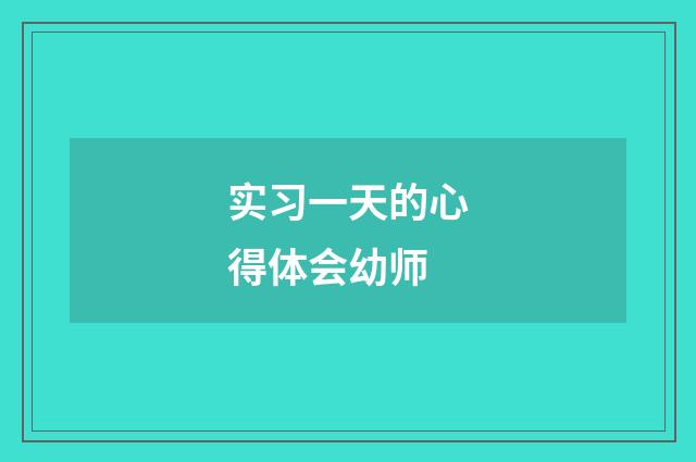 实习一天的心得体会幼师
