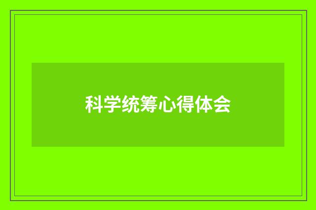 科学统筹心得体会