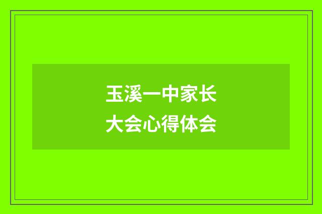 玉溪一中家长大会心得体会