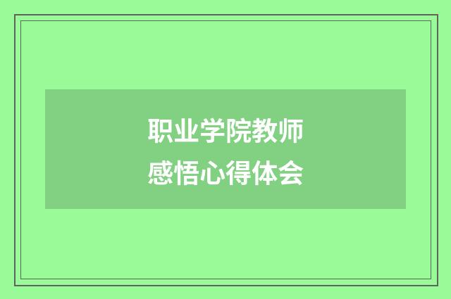 职业学院教师感悟心得体会