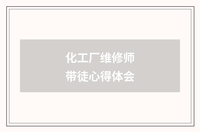 化工厂维修师带徒心得体会