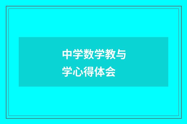 中学数学教与学心得体会