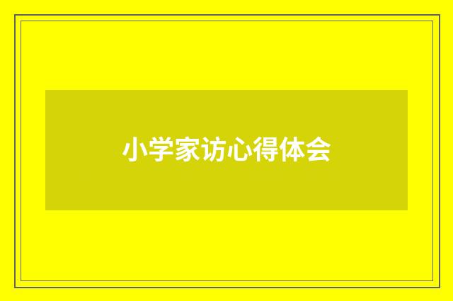 小学家访心得体会