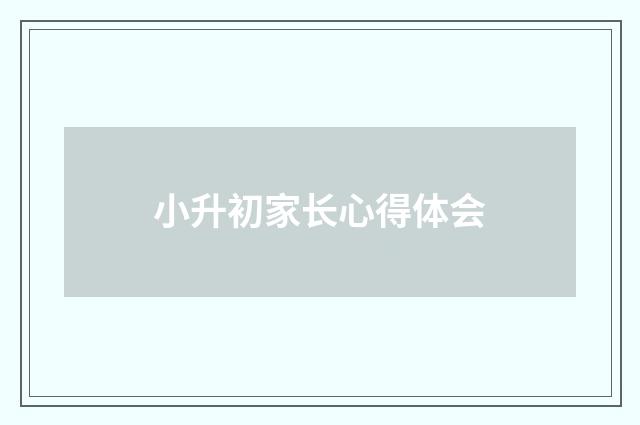 小升初家长心得体会