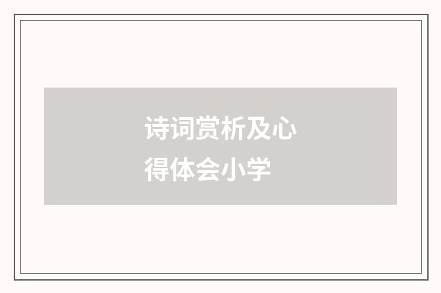 诗词赏析及心得体会小学
