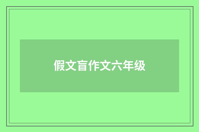 假文盲作文六年级