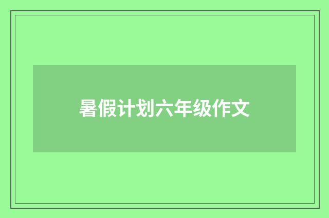 暑假计划六年级作文