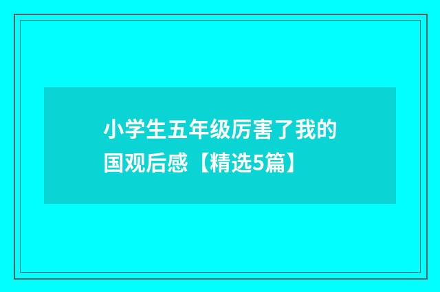 小学生五年级厉害了我的国观后感【精选5篇】