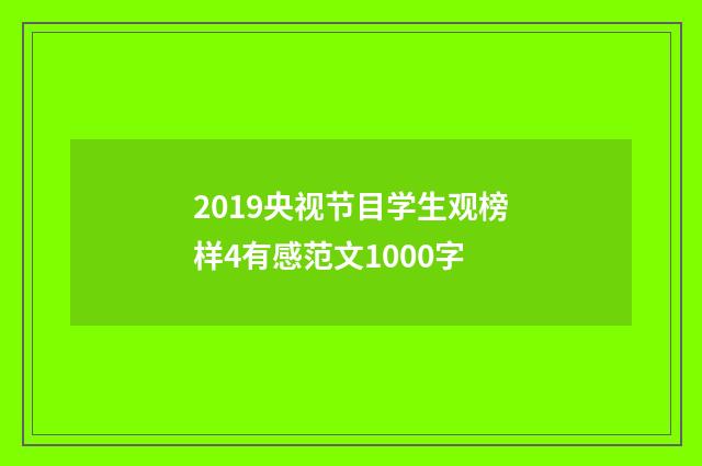 2019央视节目学生观榜样4有感范文1000字
