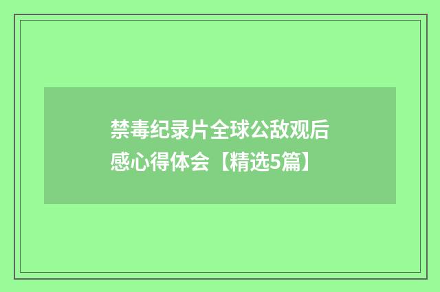 禁毒纪录片全球公敌观后感心得体会【精选5篇】