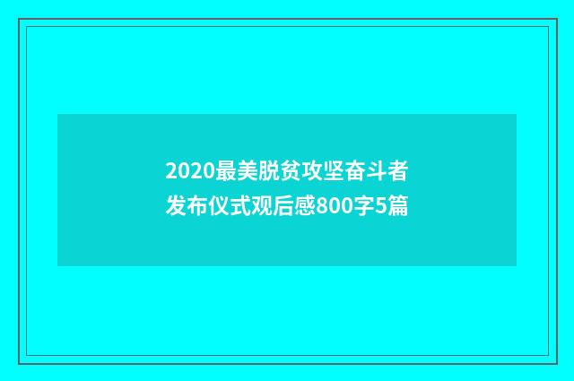 2020最美脱贫攻坚奋斗者发布仪式观后感800字5篇