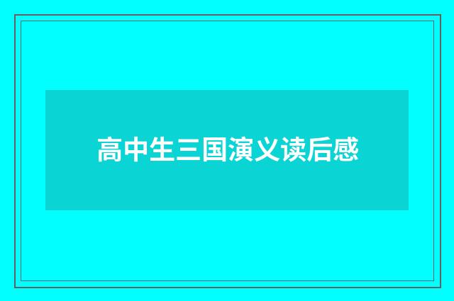 高中生三国演义读后感