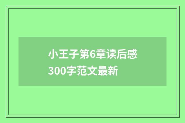 小王子第6章读后感300字范文最新