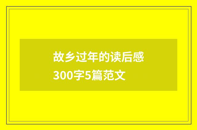 故乡过年的读后感300字5篇范文