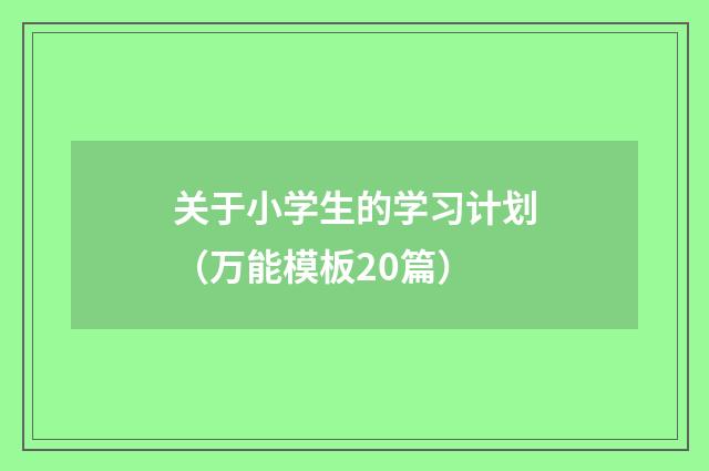 关于小学生的学习计划（万能模板20篇）