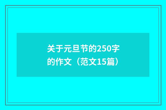 关于元旦节的250字的作文（范文15篇）