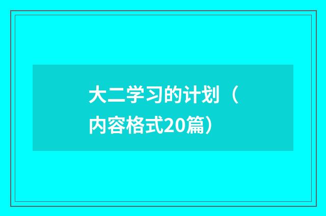 大二学习的计划（内容格式20篇）