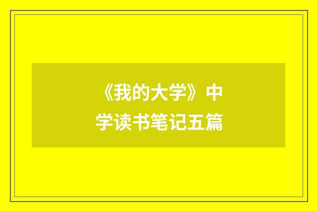 《我的大学》中学读书笔记五篇