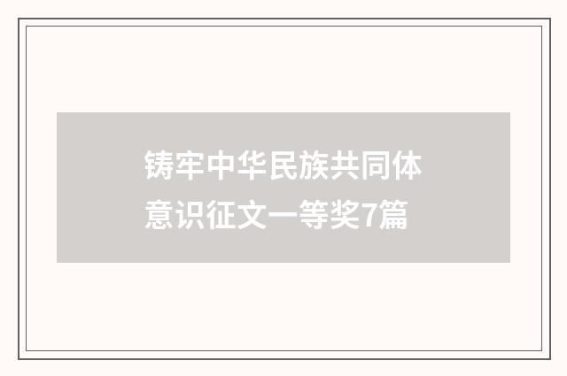 铸牢中华民族共同体意识征文一等奖7篇