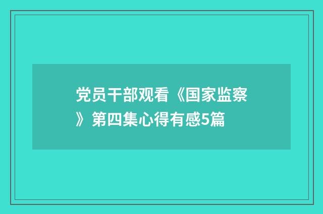 党员干部观看《国家监察》第四集心得有感5篇
