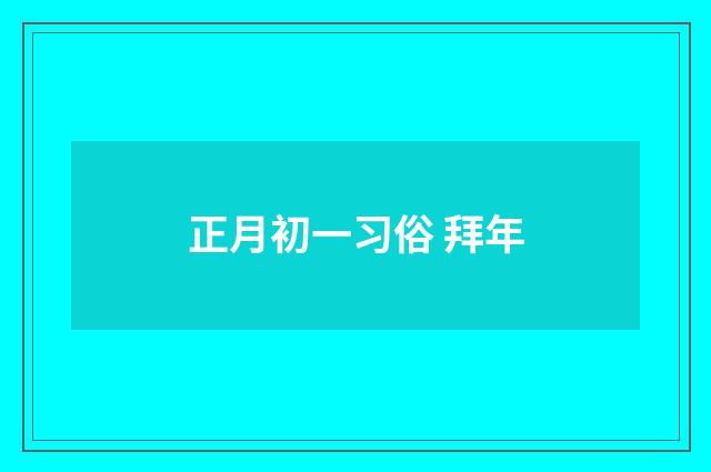 正月初一习俗 拜年