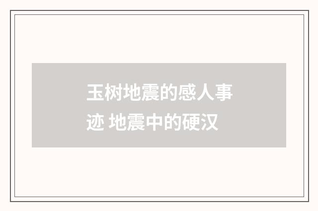 玉树地震的感人事迹 地震中的硬汉