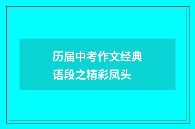 历届中考作文经典语段之精彩凤头