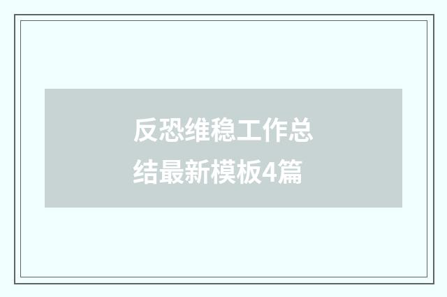 反恐维稳工作总结最新模板4篇